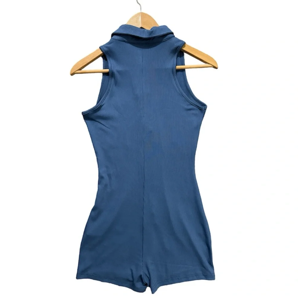 [Shein] Button Front Ribbed Knit Romper - Picture 3 of 3